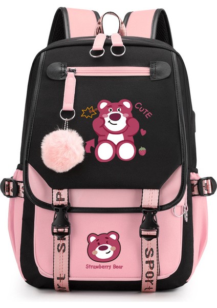 Strawberry Bear Ortaokul Öğrencileri ve Üniversite Öğrencileri Kampüs Okul Çantaları (Yurt Dışından)