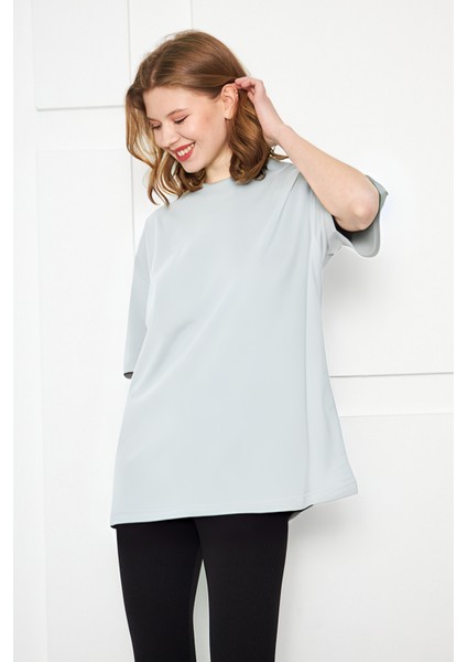 Kadın Oversized Kısa Kollu Penye T-Shirt
