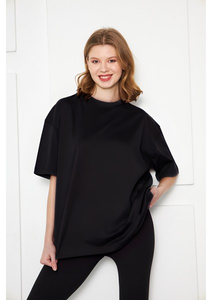 Kadın Oversized Kısa Kollu Penye T-Shirt