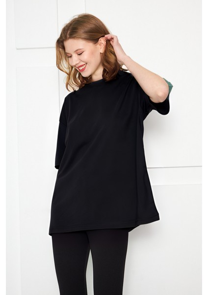 Kadın Oversized Kısa Kollu Penye T-Shirt