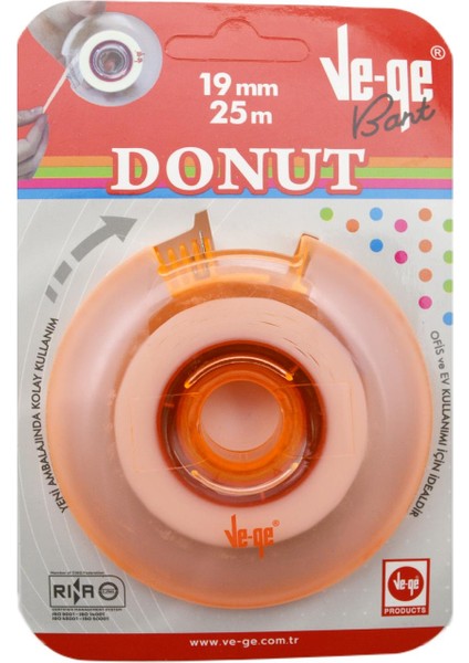 Vege Donut Soft Görünmez Bant 19X25 M Bant Kesme Makineli Turuncu