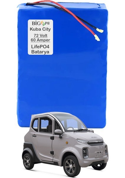 Big Pil Kuba City Elektrikli Araba Bataryası 72 Volt 60 Amper Smart LiFePO4 Batarya