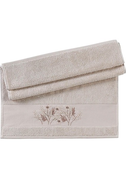 Luiza Penye El Işi Nakışlı 50*90 Tekli Yüz Havlusu(Kutulu) Yıldız Desen - Bej