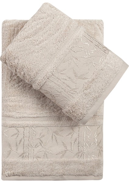 Single Bambu 2'li Banyo Havlu Seti (50*90+70*140) - Krem