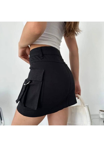 Kadın Kargo Cepli Mini Etek modelleri