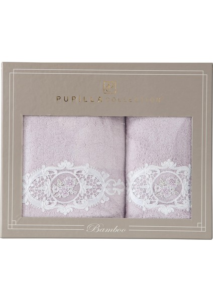 Flora Bambu Güpürlü 2'li Banyo Havlu Set (50*90+70*140) - Lila fiyatları