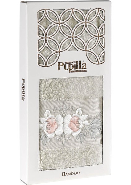 Eva Penye Nakışlı 50*90 Tek El Havlusu (Kutulu) Tomurcuk Desen - Bej