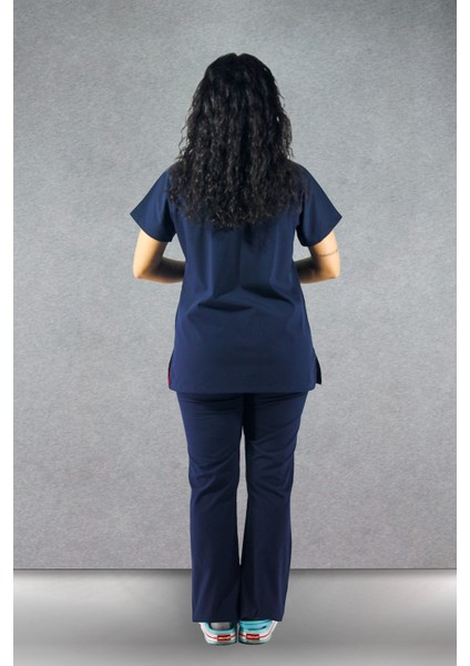 - Likralı V-Yaka Kadın Takım Üniforma - Lacivert modelleri