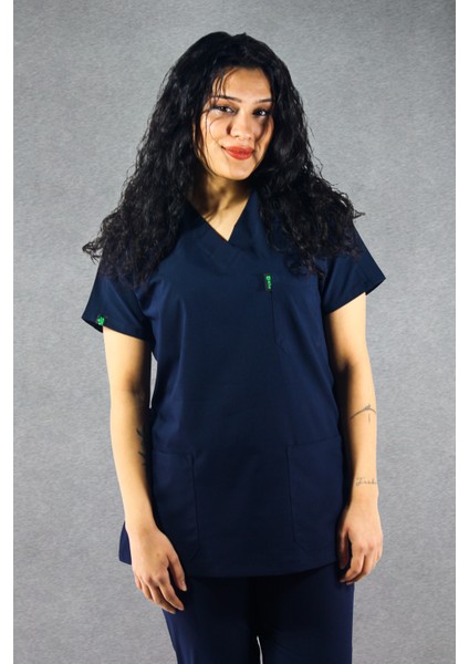 - Likralı V-Yaka Kadın Takım Üniforma - Lacivert fırsatları