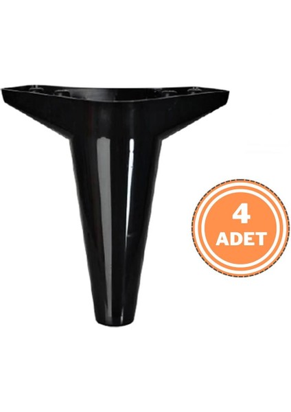4 Adet Wetra Lükens Ayak Dolap Mobilya Koltuk Ayağı 15 cm Siyah