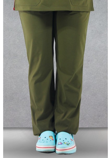 - Likralı V-Yaka Kadın Takım Üniforma - Haki Yeşili indirimleri