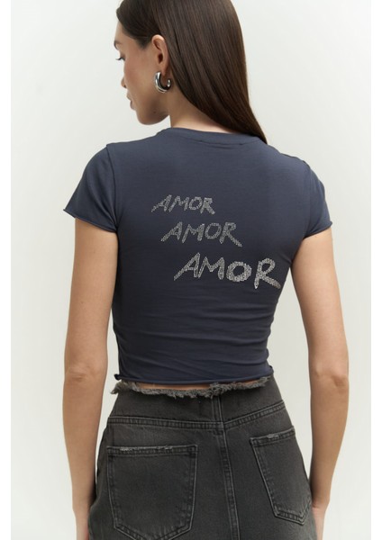 El Amor Antrasit Penye Crop indirimleri