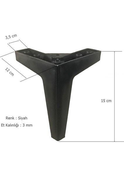 4 Adet Kartal Lükens Ayak Mobilya Koltuk Çekyat Ayağı 15 cm Siyah fiyatları