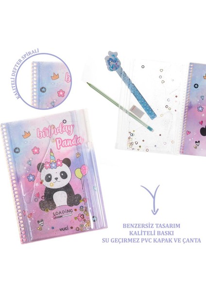 Sulu Çantalı Panda A5 Defter 1 Adet