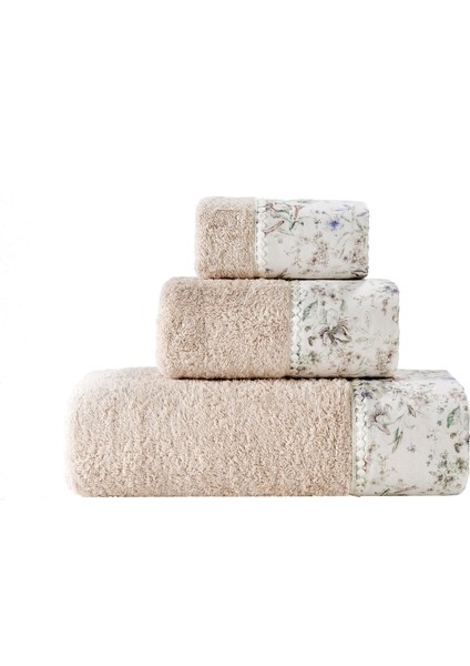 Lion Penye Bordür Kumaşlı 3 Parça Banyo Seti - Somon