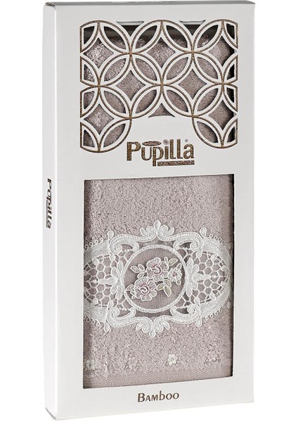Flora Bambu Güpürlü 50*90 Tekli Yüz Havlusu (Kutulu) - Pudra