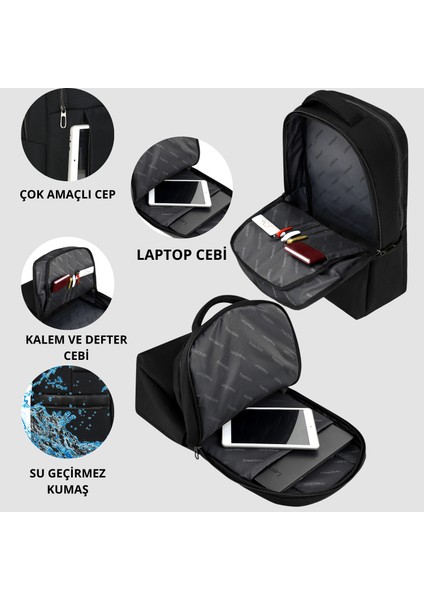 Freedom 15.6" - 16.1" Notebook Bilgisayar Laptop Sırt Çantası, Günlük Sırt Çantası