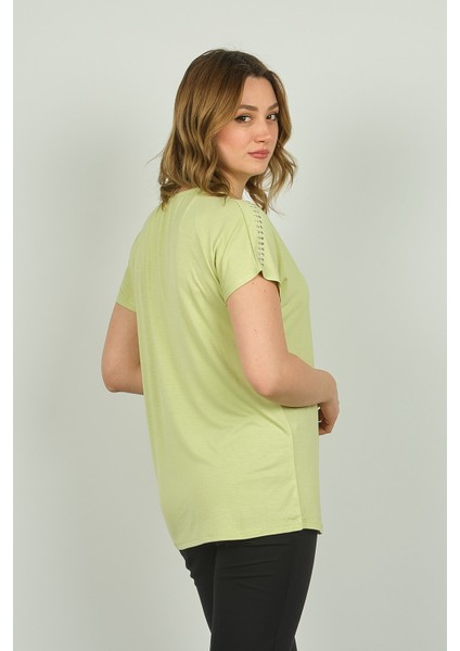Kadın Fermuarlı Kısa Kol Bluz 20E038 Limon fırsatları