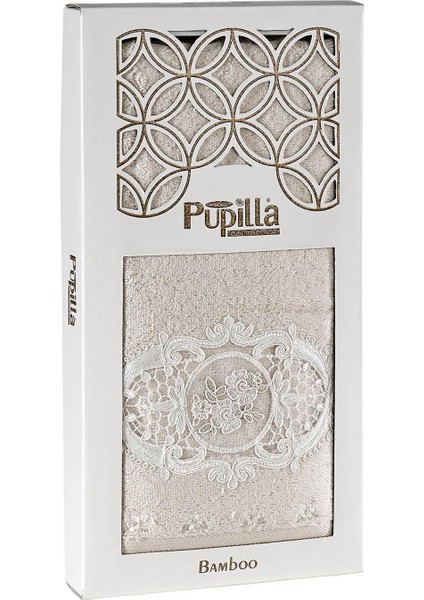 Flora 50*90 Bambu Güpürlü Yüz Havlusu (Kutulu) - Bej