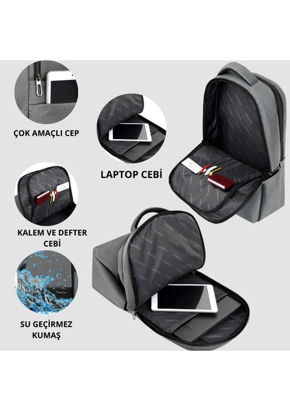 Freedom 15.6" - 16.1" Notebook Bilgisayar Laptop Sırt Çantası, Günlük Sırt Çantası