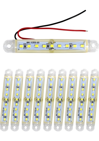 10 Adet 9 Ledli Parmak LED Beyaz Işık Su Geçirmez 12-24V