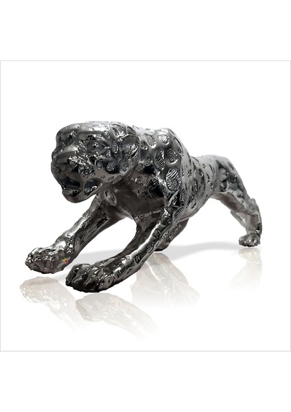 Büyük Ebat 80 cm Gümüş Varak Jaguar Kaplan Aslan Çita Kedi Vitrin Masa Tv Konsol Sehpa Süsü Objesi fırsatları
