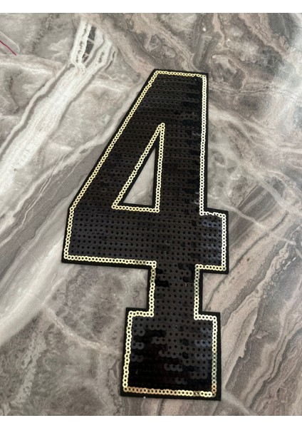 22X11 cm Ütü Ile Yapışan Payetli 4 Rakamı Arma Yama Dikiş Hobi Aksesuarı