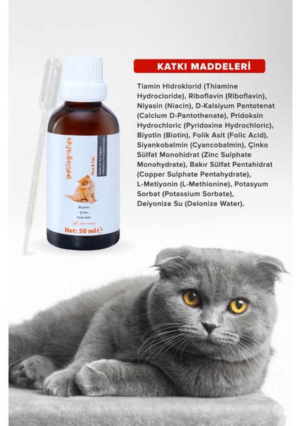 Plus B For Cats 50 ml Kediler Için Tüy Dökümünü Azaltan Besleyen Tüy Sağlığı Damlası