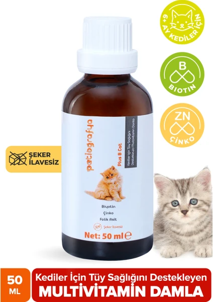 Plus B For Cats 50  ml Kediler Için Tüy Dökümünü Azaltan Besleyen Tüy Sağlığı Damlası