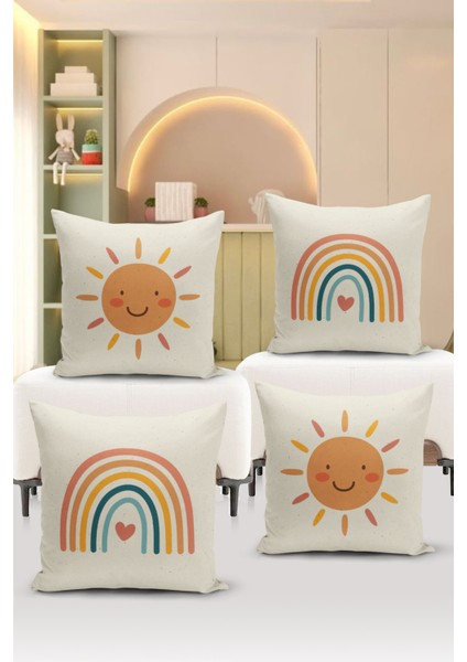 Çocuk Bebek Çift Tarafı Dijital Baskılı 4'lü Kırlent Kılıfı Seti (Kids Children Cushion Cover)