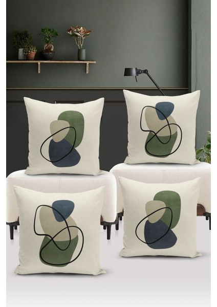 Minimalist Serisi Çift Tarafı Dijital Baskılı 4'lü Kırlent Kılıfı Seti (Minimalist Cover Set)