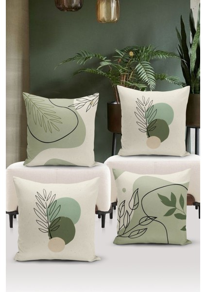 Minimalist Serisi Çift Tarafı Dijital Baskılı 4'lü Kırlent Kılıfı Seti (Minimalist Cover Set)