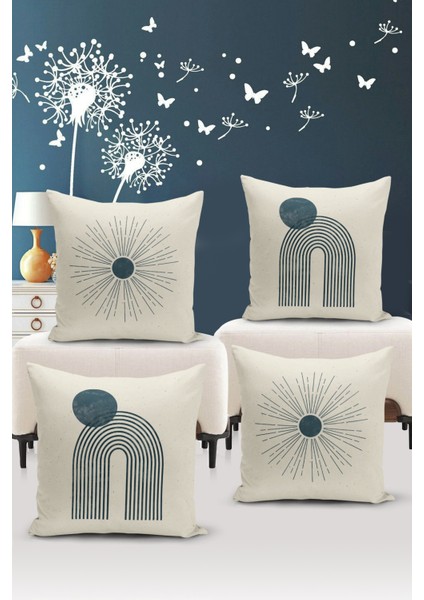 Minimalist Serisi Çift Tarafı Dijital Baskılı 4'lü Kırlent Kılıfı Seti (Minimalist Cover Set)