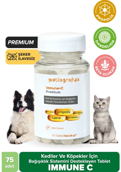 Premium Immune C Kediler ve Köpekler Için Bagışıklık Sistemini Destekleyen Tablet