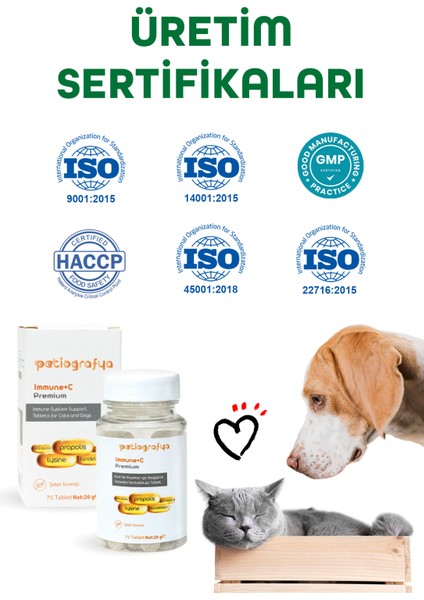 Premium Immune C Kediler ve Köpekler Için Bagışıklık Sistemini Destekleyen Tablet