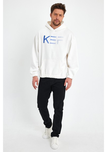 Beyaz Hoodie, Oversize Sweatshirt, Erkek Hoodie, Kanguru Cep Kapüşonlu