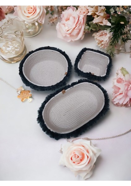 3 Lü Hasır Sepet Handmade Dekoratif Sepet Düzenleyici Makyaj Organizer 28X16X6/22X7/14X9CM fiyatları