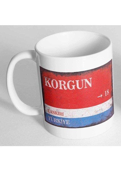 Çankırı Korgun Sokak Tabelası Baskılı Kupa Bardak