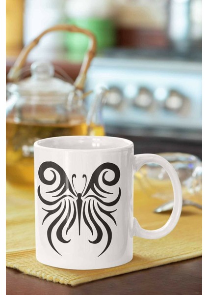 Motif Baskılı Porselen Kupa Bardak