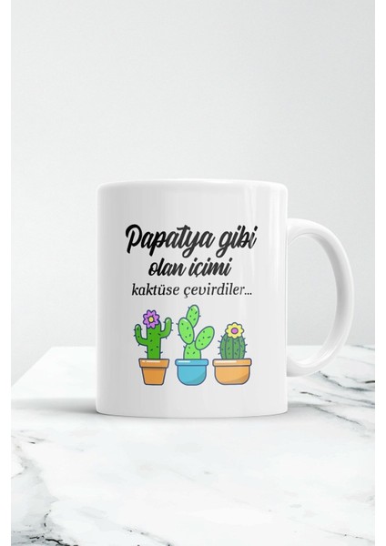 Beyaz Içimi Kaktüse Çevirdiler Kupa Bardak
