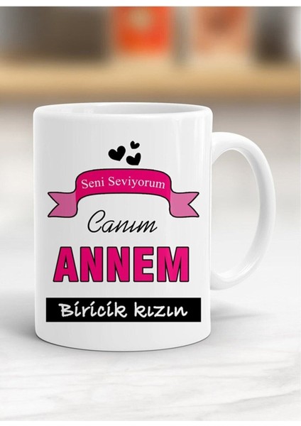 Canım Annem Biricik Kızın Baskılı Kupa Bardak