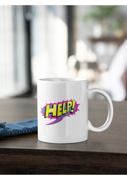 Help Yazı Baskılı Kupa