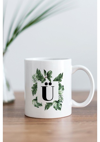 Beyaz Ü Harfi Baskılı Kupa Bardak