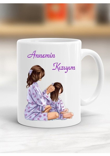Annemin Kızıyım Yazılı Kupa Bardak - Resimli Kupa Bardak - Hediyelik Bardak - Bardak Baskı