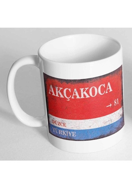 Düzce Akçakoca Sokak Tabelası Baskılı Kupa Bardak