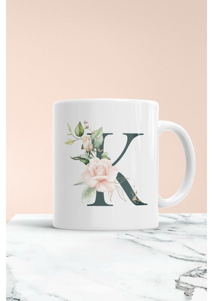 K Harf Baskılı Kupa Bardak