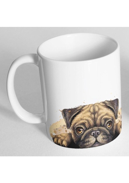 Sevimli Minik Pug Resim Baskılı Kupa Bardak