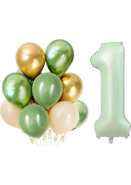 Retro Su Yeşili 1 Yaş Latex Balon Set