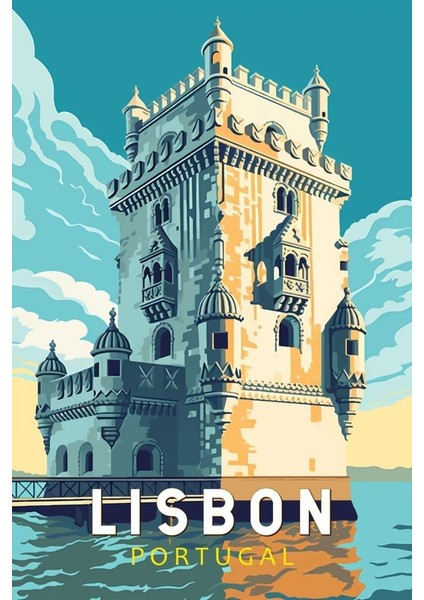 Lisbon Retro Duvar Poster 30X42 cm Çerçevesiz