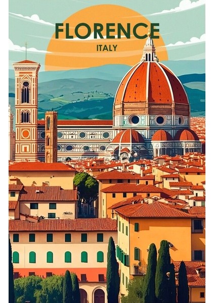 Florence Retro Duvar Poster 30X42 cm Çerçevesiz